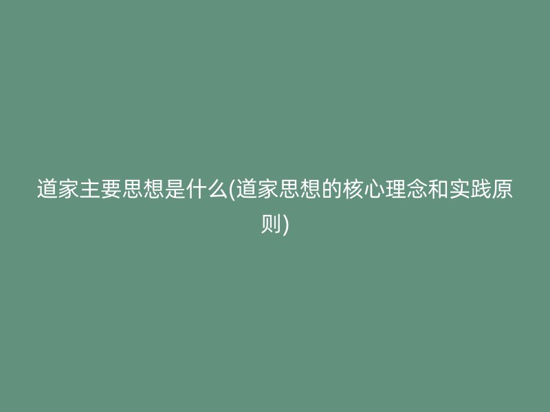 道家主要思想是什么(道家思想的核心理念和实践原则)